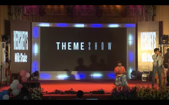 On stage at a Hershey's-sponsored theme show